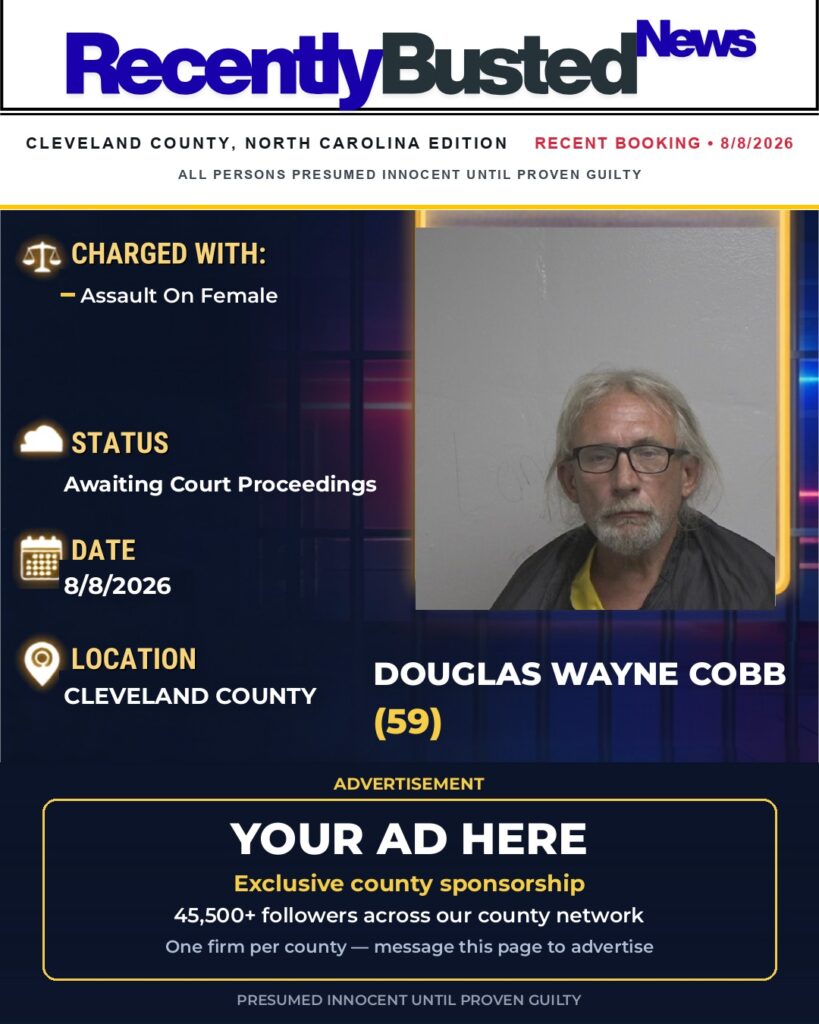 DOUGLAS WAYNE COBB — arrest record card, Cleveland County