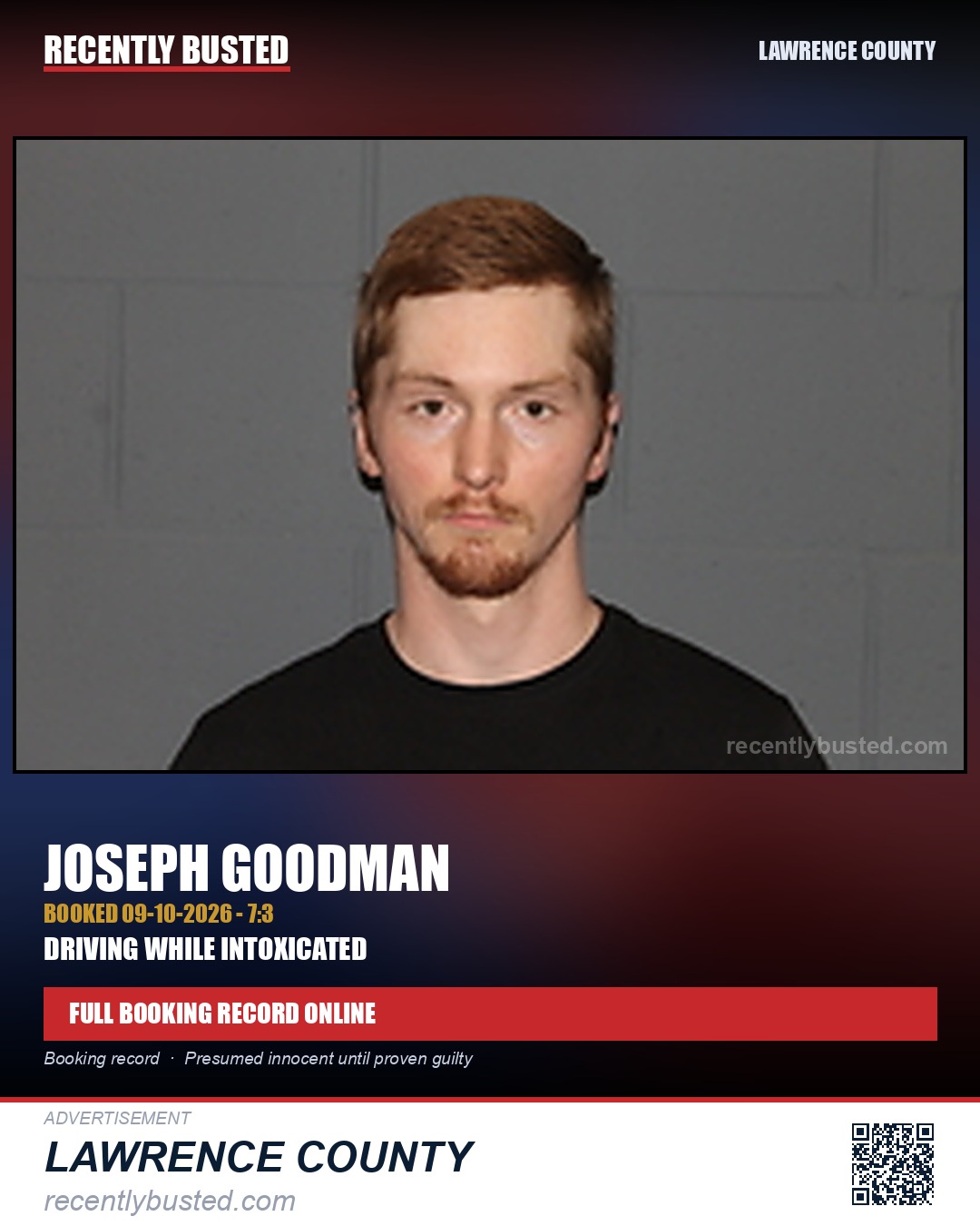 GOODMAN, JOSEPH — arrest record card, Lawrence County
