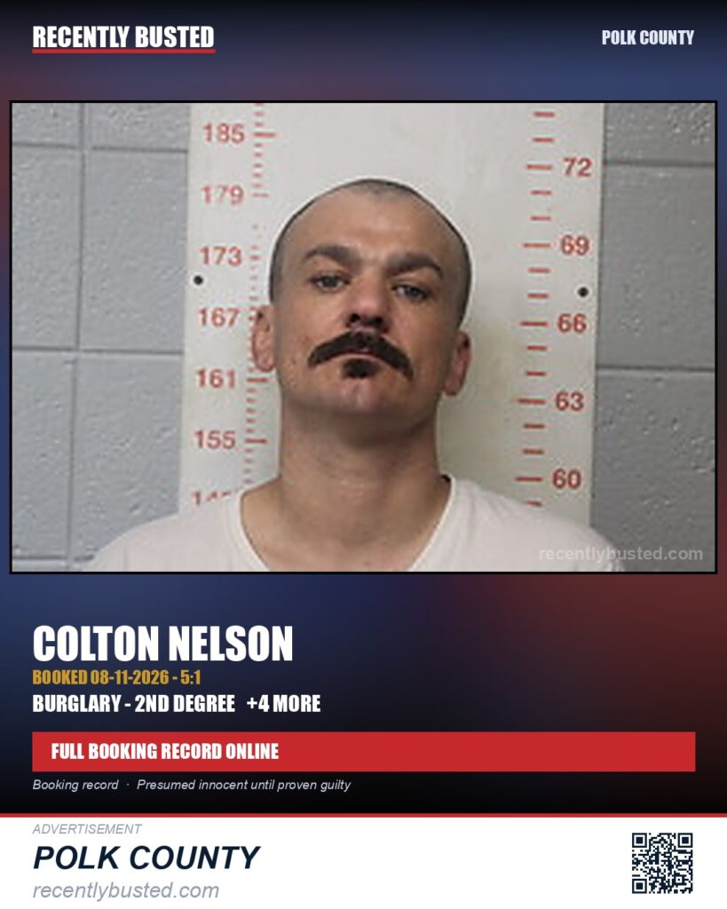 NELSON, COLTON — arrest record card, Polk County