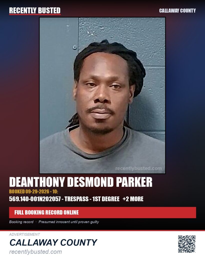 Parker, Deanthony Desmond — arrest record card, Missouri