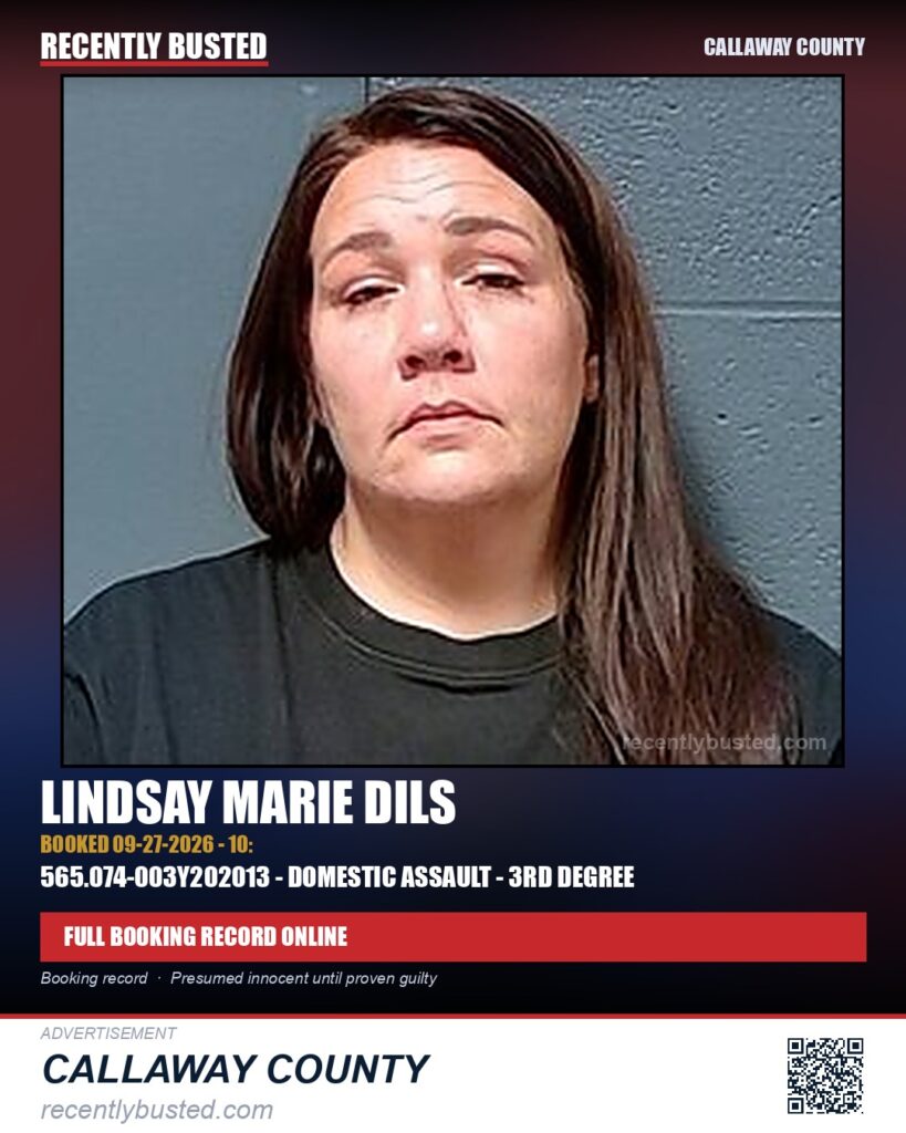 Dils, Lindsay Marie — arrest record card, Missouri