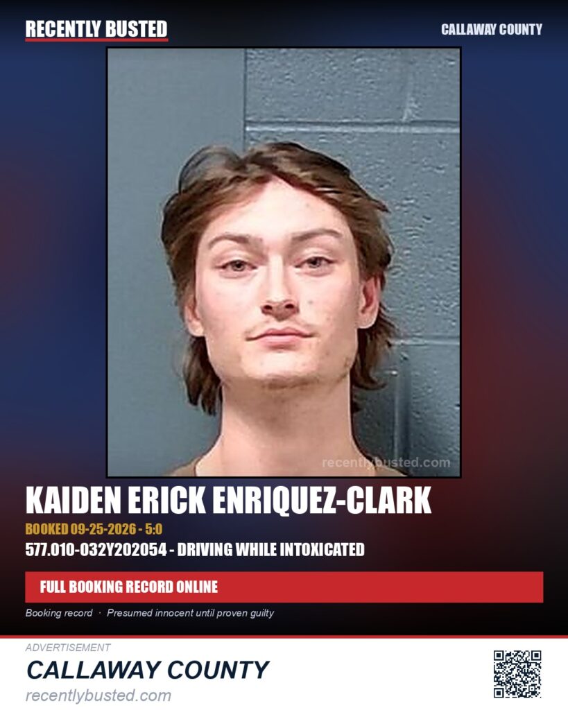 Enriquez-Clark, Kaiden Erick — arrest record card, Missouri