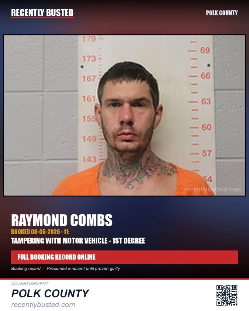 COMBS, RAYMOND — arrest record card, Polk County