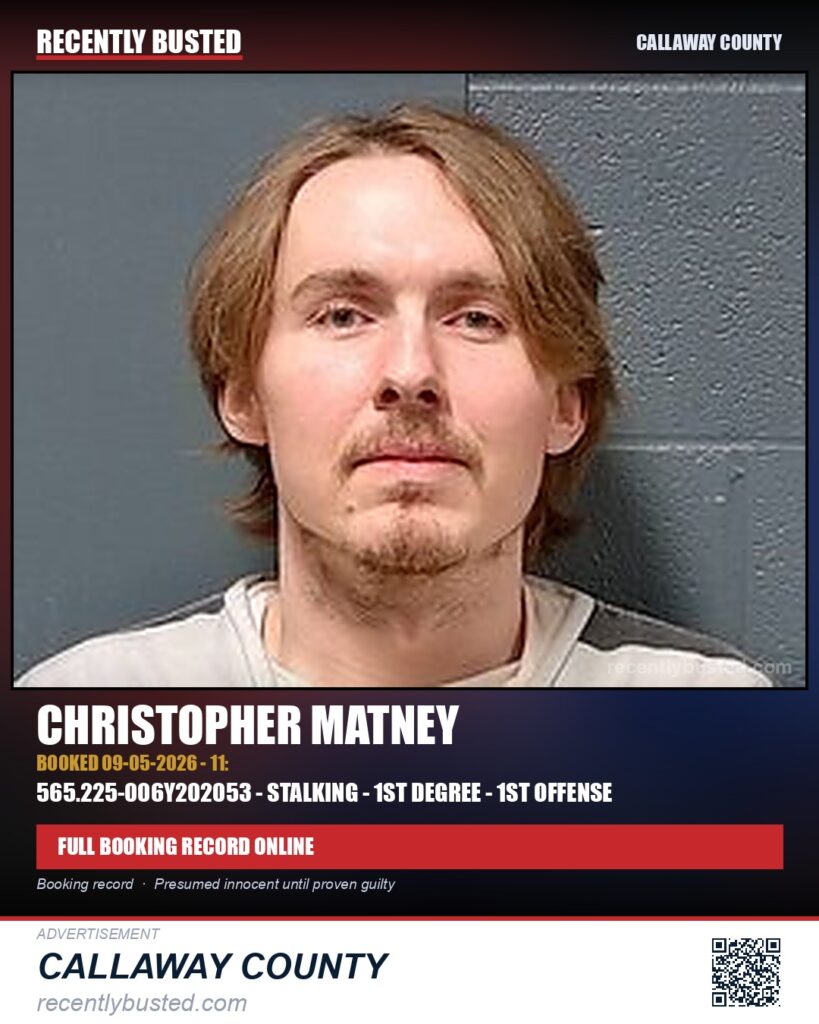 Matney, Christopher — arrest record card, Missouri