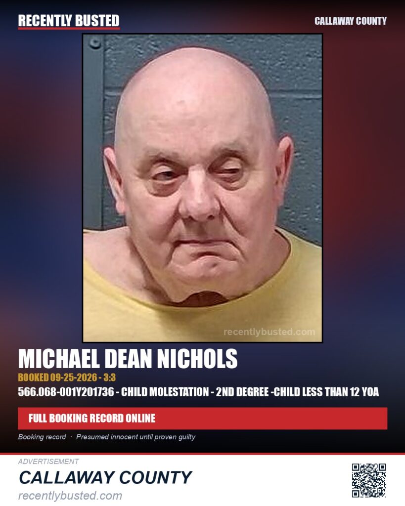 Nichols, Michael Dean — arrest record card, Missouri