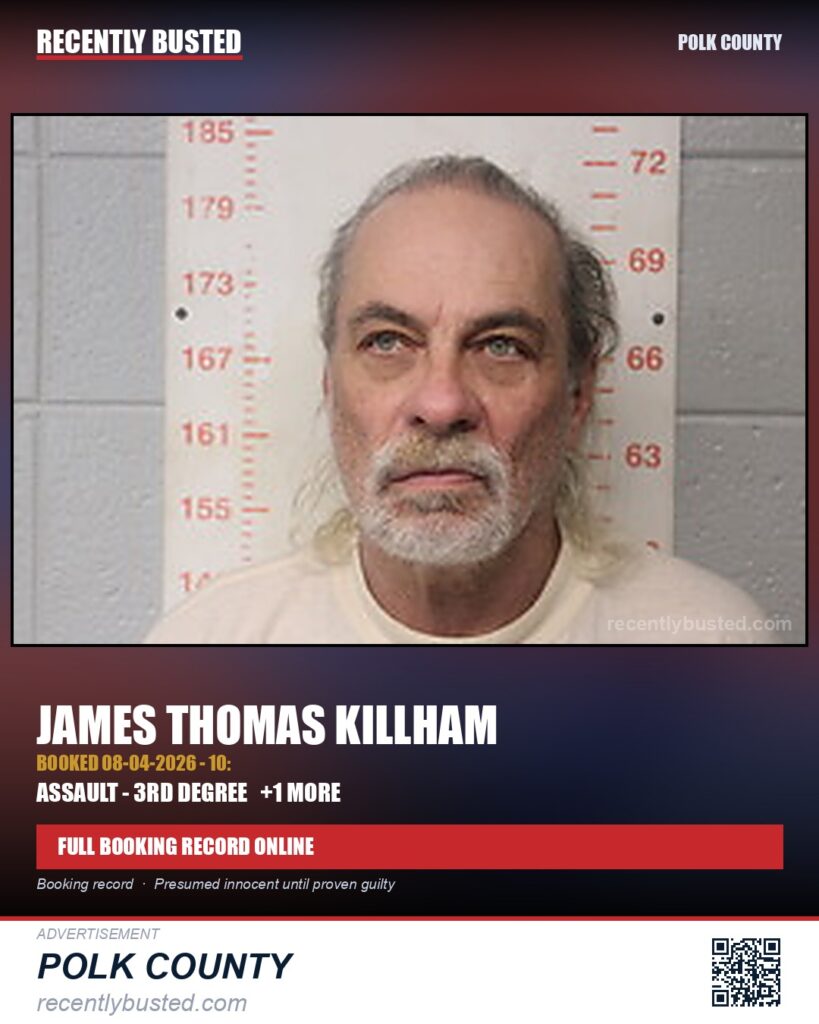 KILLHAM, JAMES THOMAS — arrest record card, Polk County
