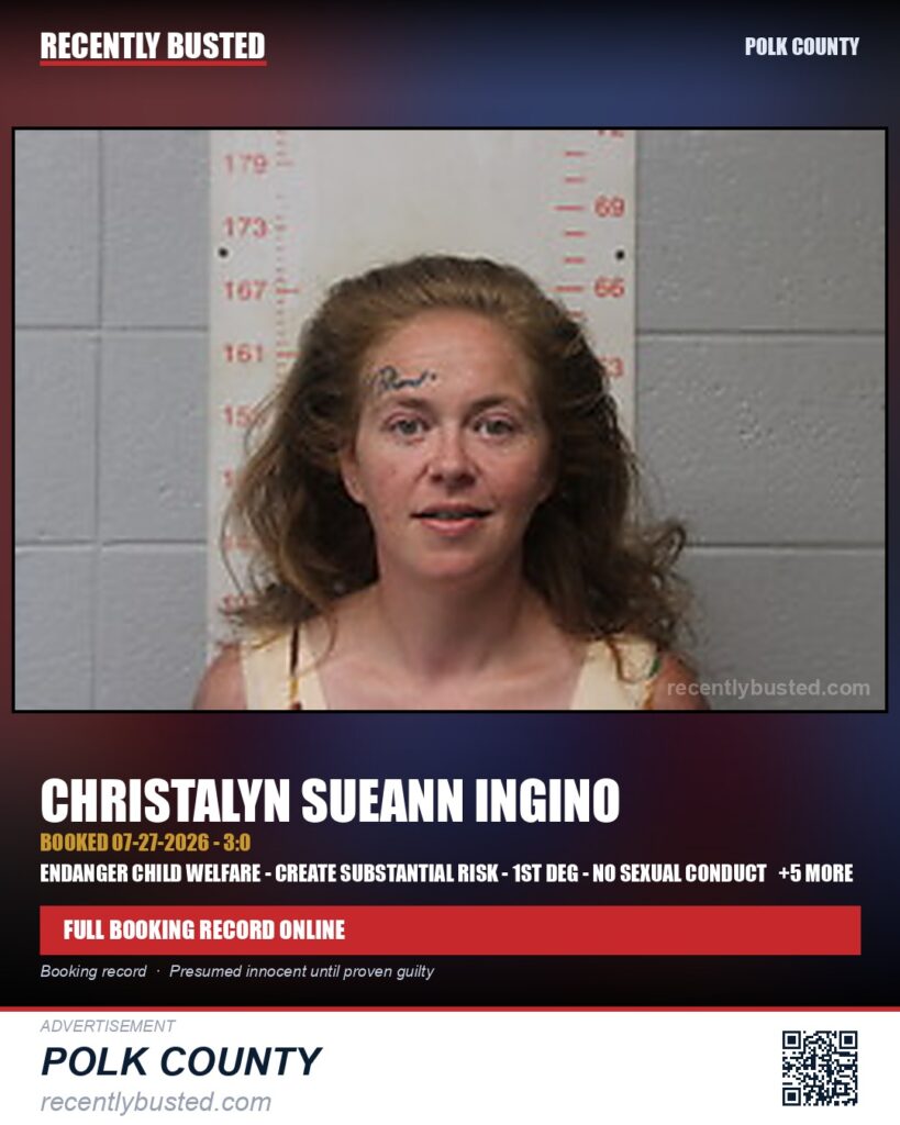INGINO, CHRISTALYN SUEANN — arrest record card, Polk County