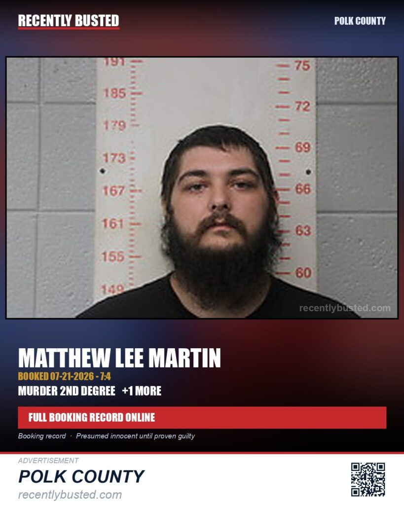 MARTIN, MATTHEW LEE — arrest record card, Polk County