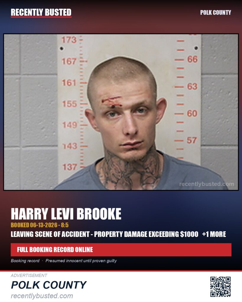 BROOKE, HARRY LEVI — arrest record card, Polk County