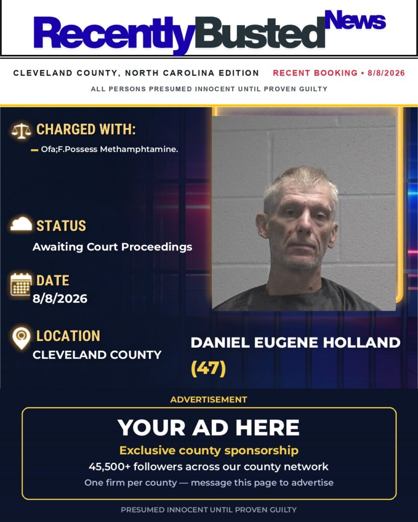 DANIEL EUGENE HOLLAND — arrest record card, Cleveland County