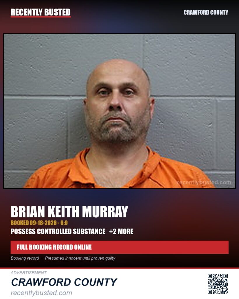 Murray, Brian Keith — arrest record card, Missouri
