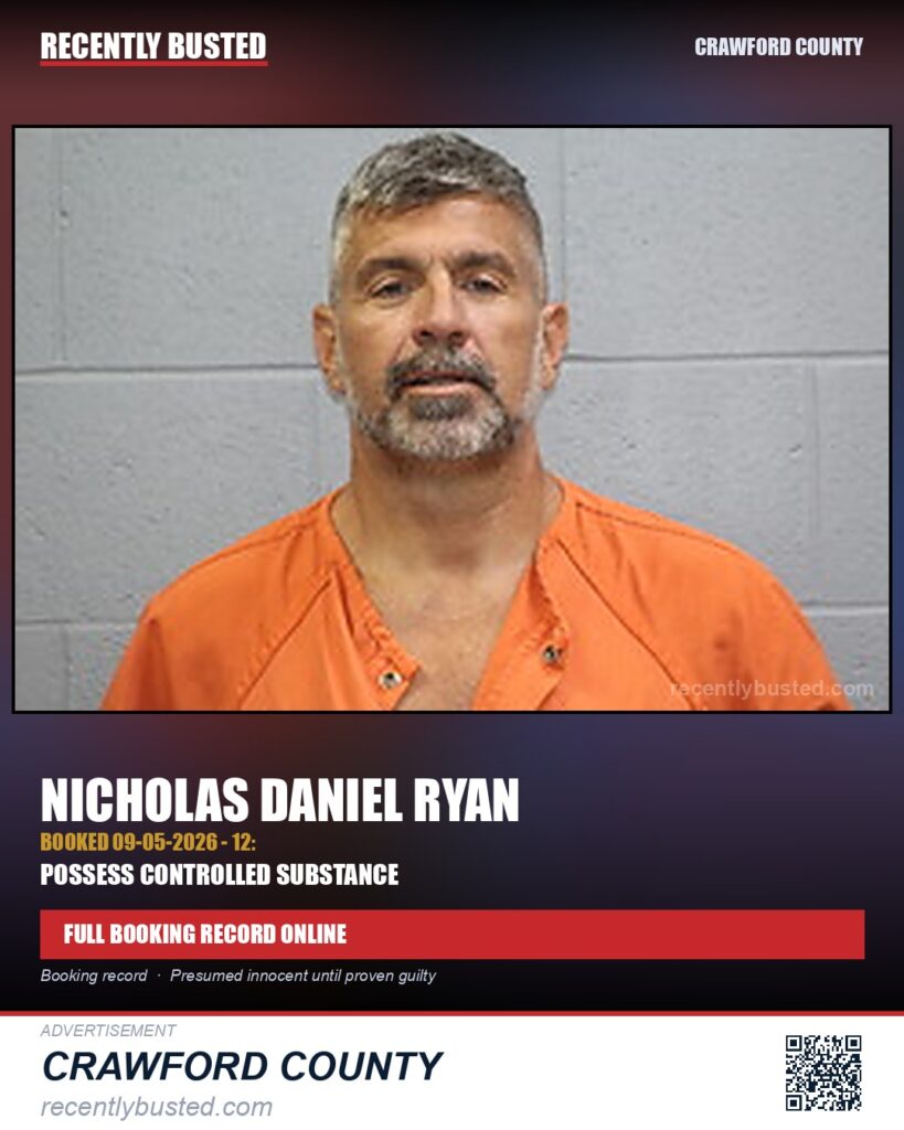 Ryan, Nicholas Daniel — arrest record card, Missouri