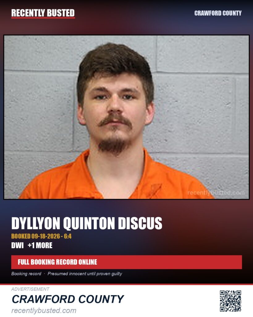 Discus, Dyllyon Quinton — arrest record card, Missouri