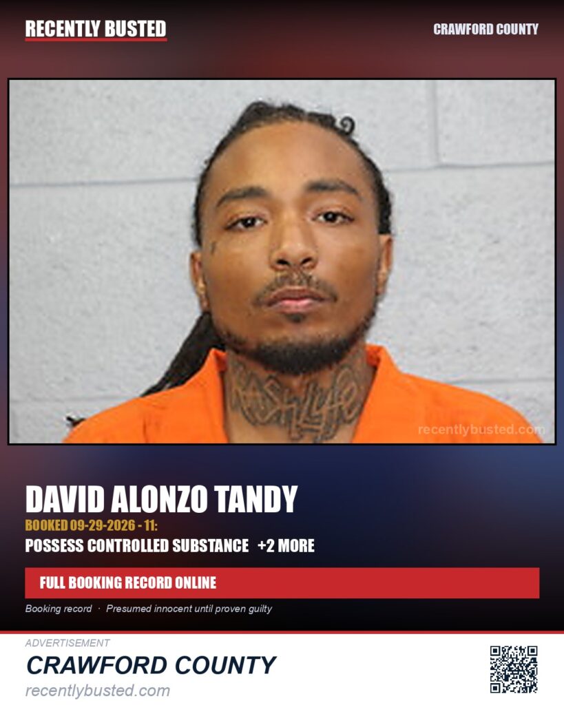 Tandy, David Alonzo — arrest record card, Missouri