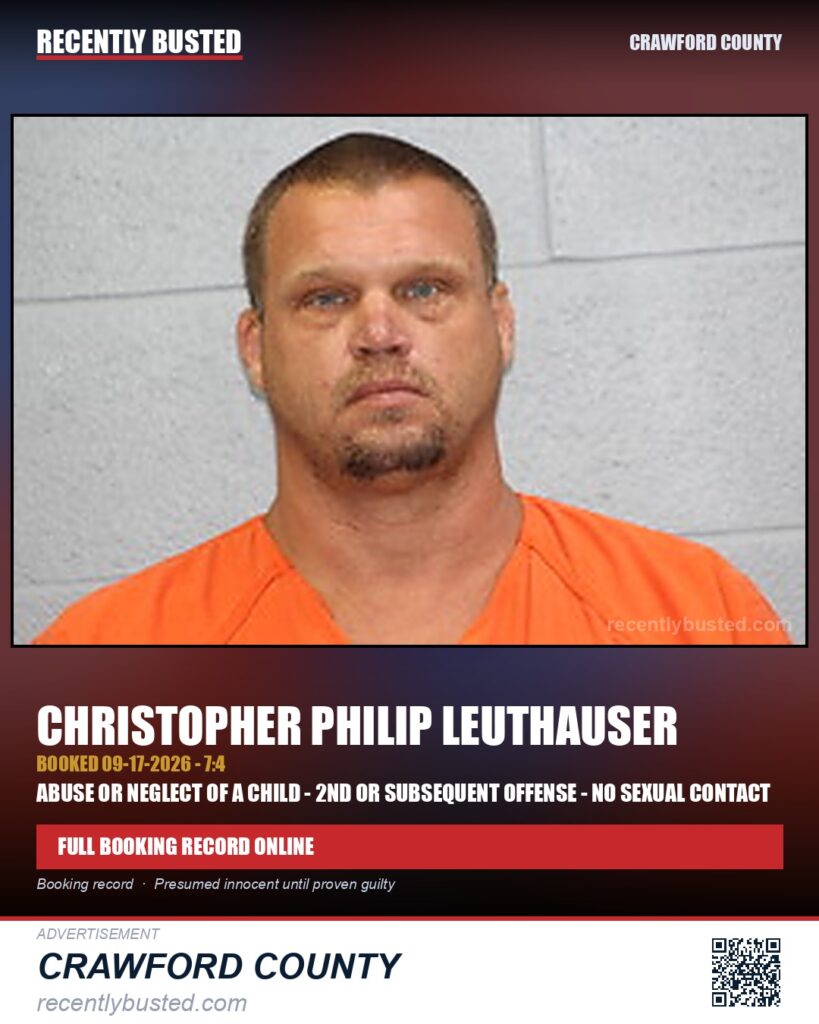 Leuthauser, Christopher Philip — arrest record card, Missouri