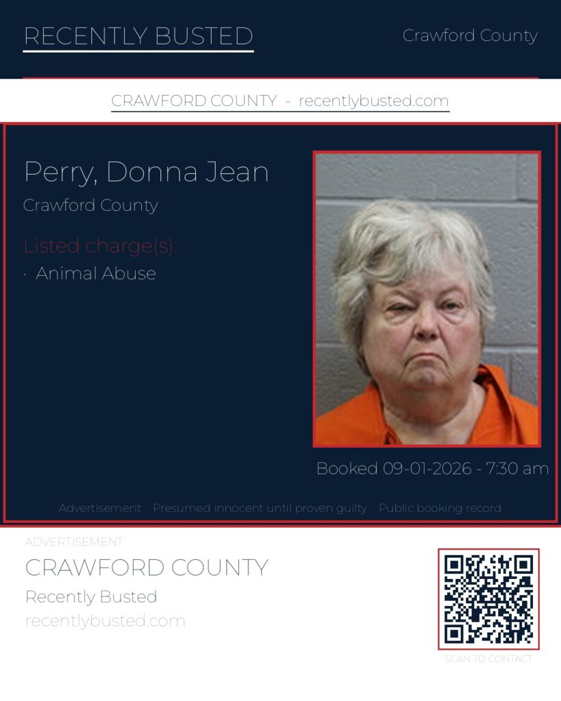 Perry, Donna Jean — arrest record card, Missouri