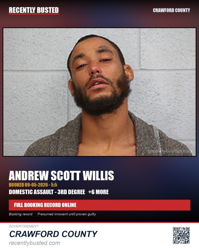 Willis, Andrew Scott — arrest record card, Missouri