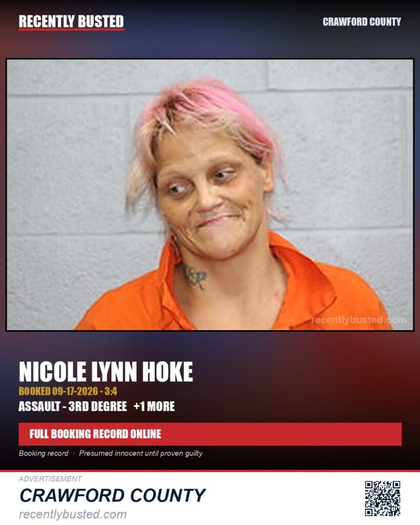 Hoke, Nicole Lynn — arrest record card, Missouri