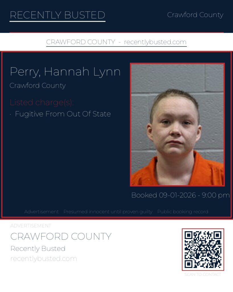Perry, Hannah Lynn — arrest record card, Missouri