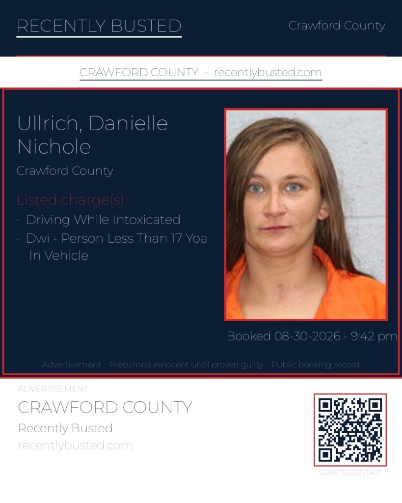 Ullrich, Danielle Nichole — arrest record card, Missouri