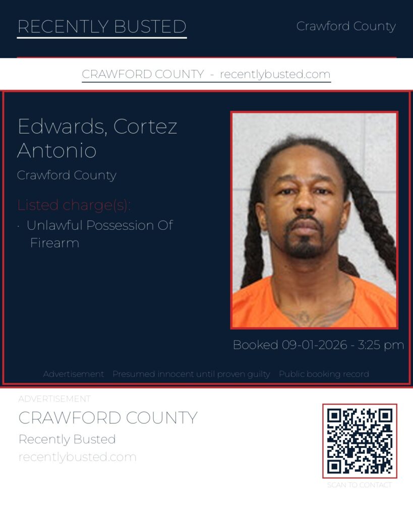 Edwards, Cortez Antonio — arrest record card, Missouri