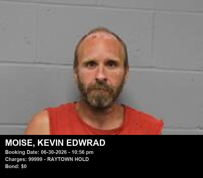 KEVIN EDWRAD MOISE — arrest record card, Johnson County, Missouri