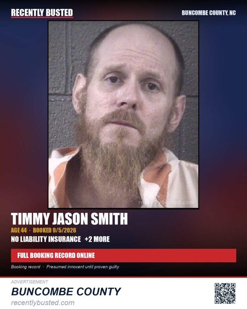 TIMMY JASON SMITH — arrest record card, Buncombe County, North Carolina