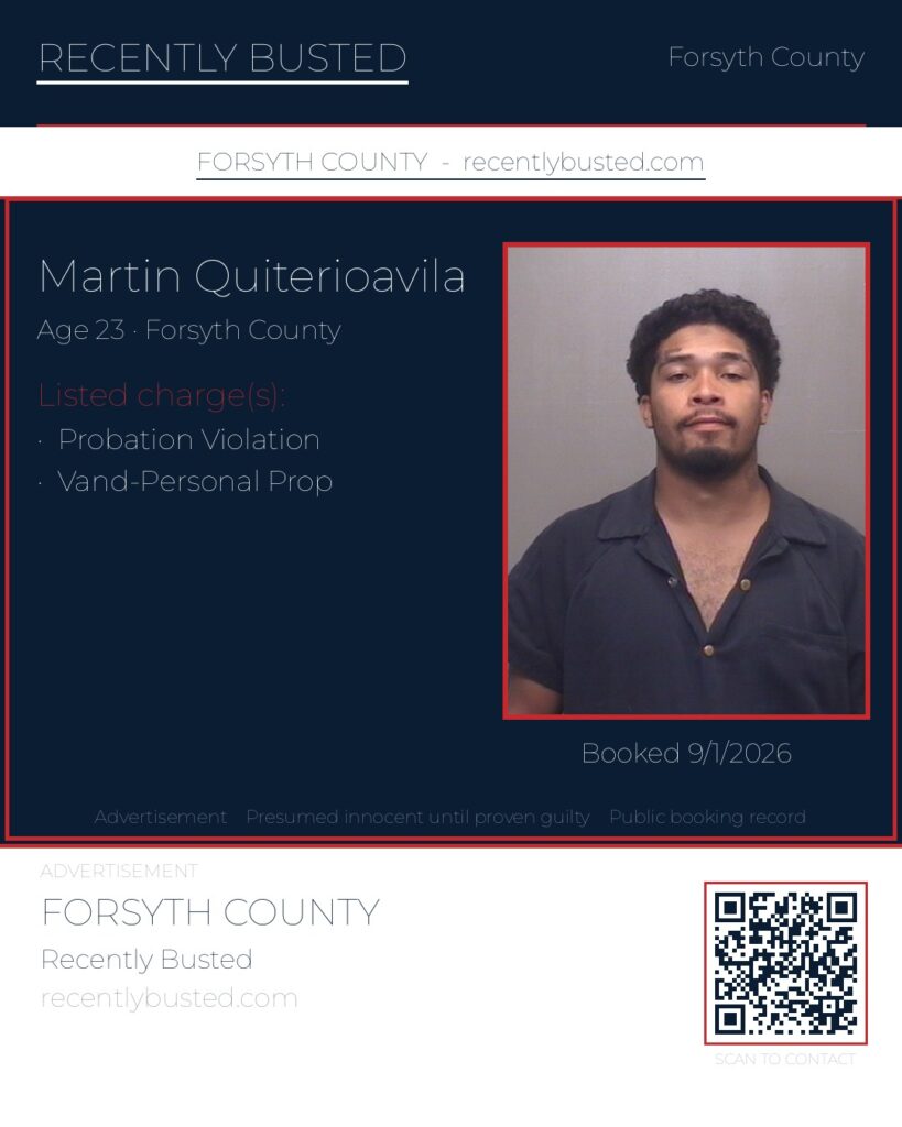 MARTIN QUITERIOAVILA — arrest record card, Forsyth County, North Carolina