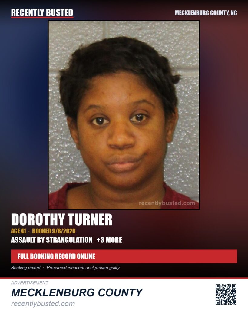 DOROTHY TURNER — arrest record card, Mecklenburg County, North Carolina