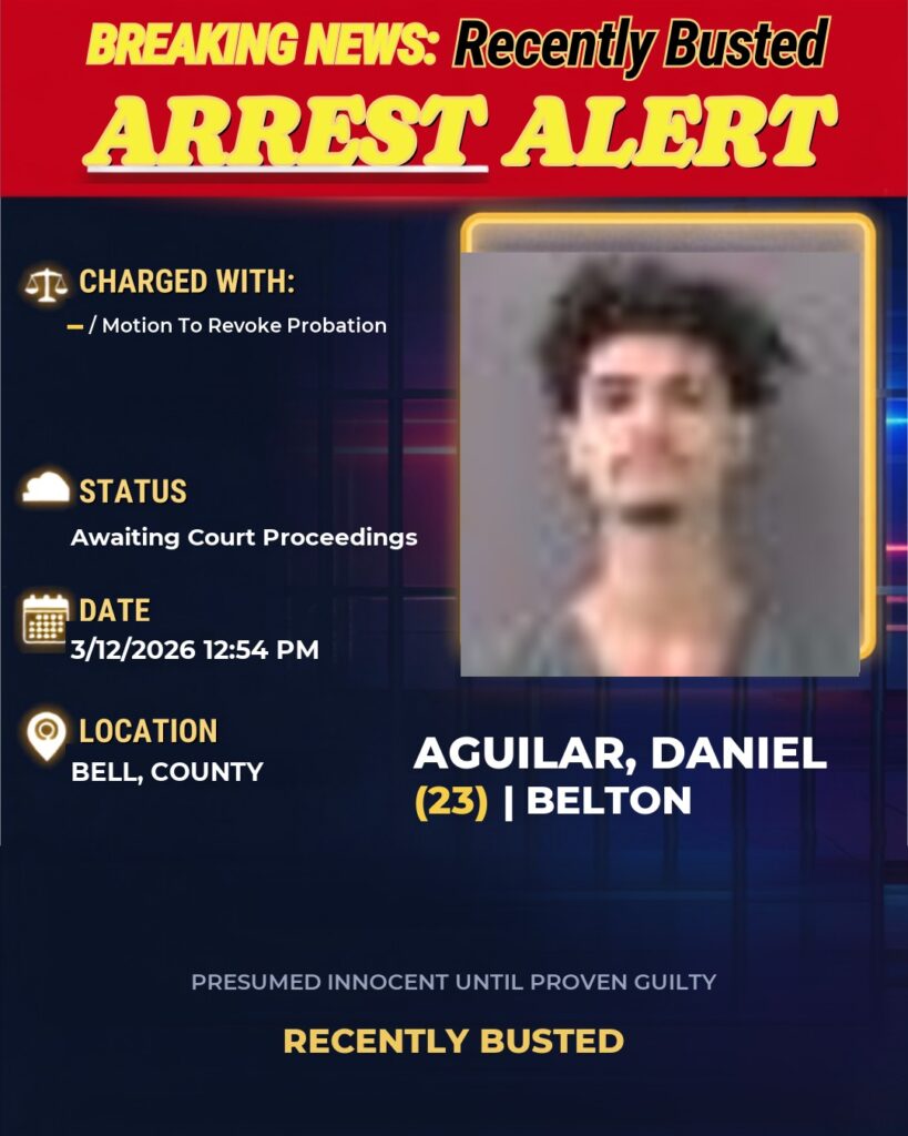 AGUILAR, DANIEL — arrest record card, Bell County