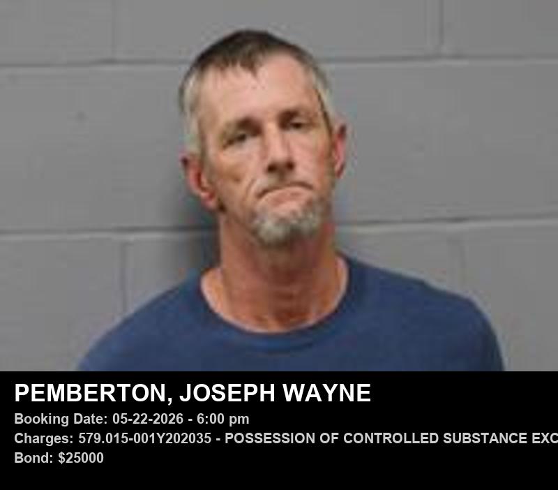 JOSEPH WAYNE PEMBERTON — arrest record card, Johnson County, Missouri