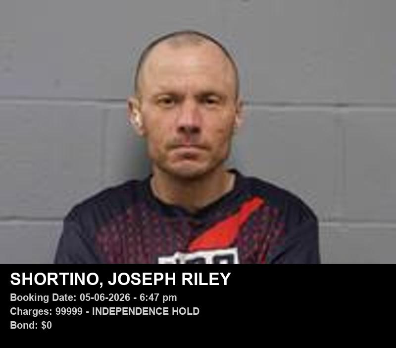 JOSEPH RILEY SHORTINO — arrest record card, Johnson County, Missouri