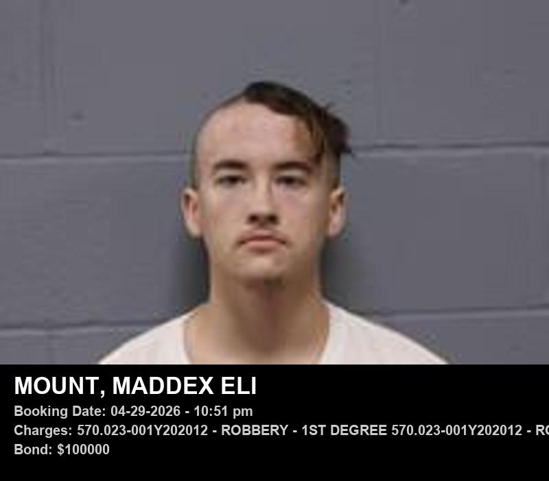 MADDEX ELI MOUNT — arrest record card, Johnson County, Missouri