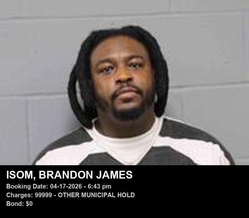 BRANDON JAMES ISOM — arrest record card, Johnson County, Missouri