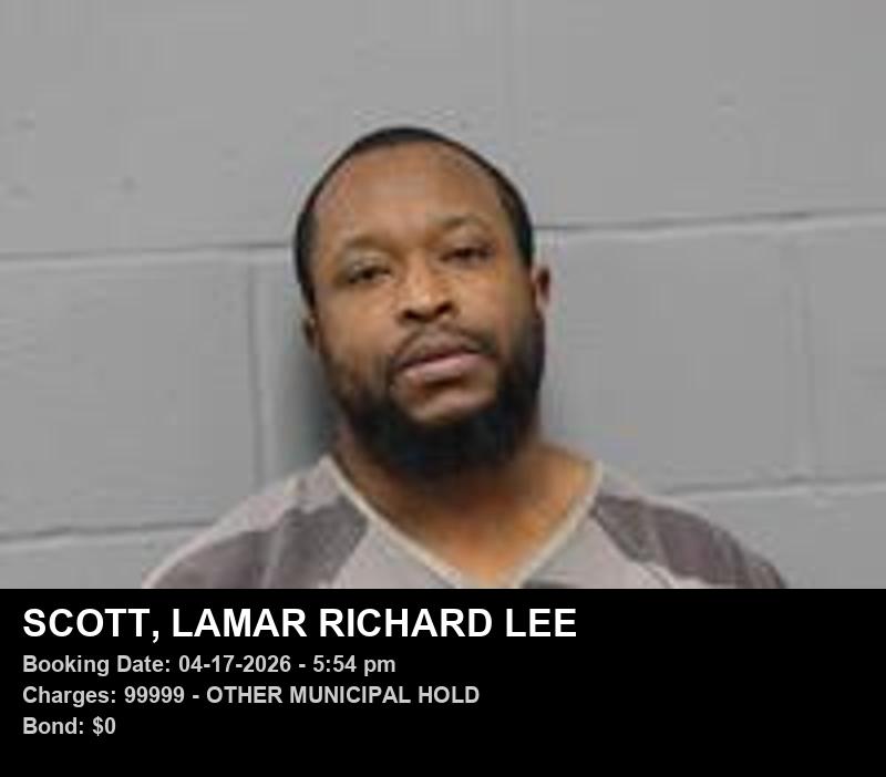 LAMAR RICHARD LEE SCOTT — arrest record card, Johnson County, Missouri