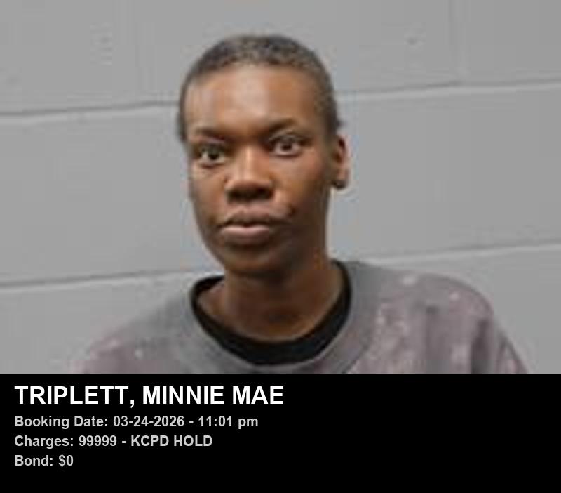 MINNIE MAE TRIPLETT — arrest record card, Johnson County, Missouri