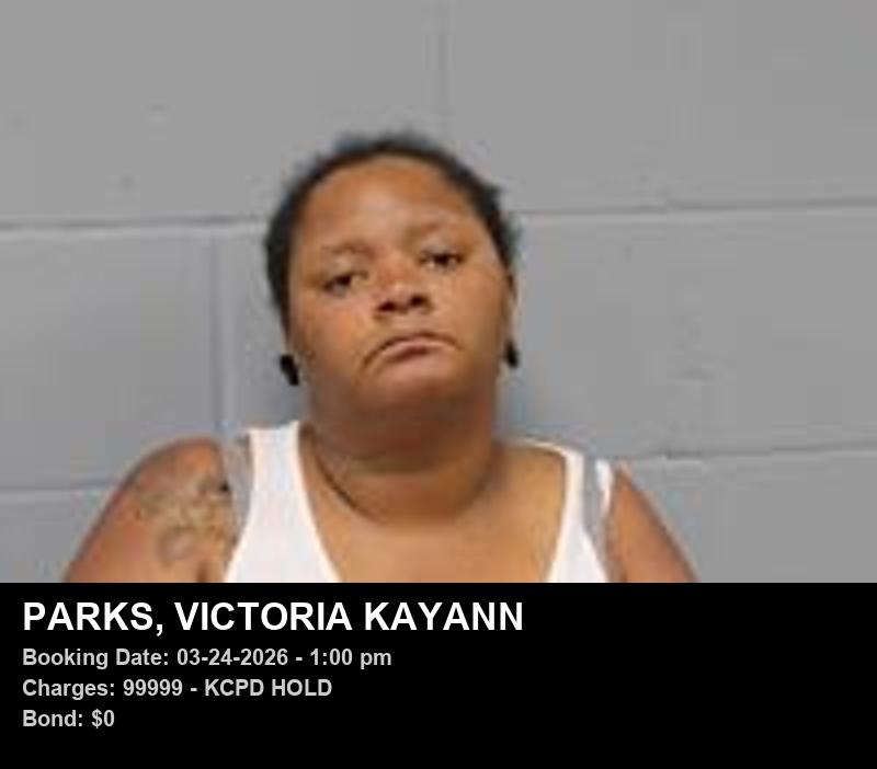 VICTORIA KAYANN PARKS — arrest record card, Johnson County, Missouri