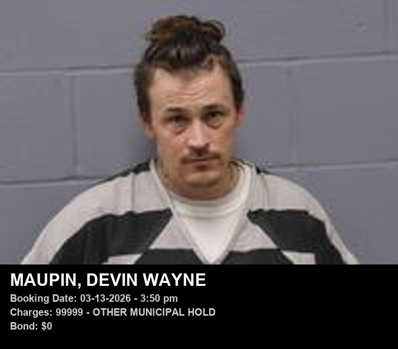 DEVIN WAYNE MAUPIN — arrest record card, Johnson County, Missouri