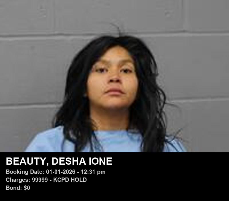DESHA IONE BEAUTY — arrest record card, Johnson County, Missouri