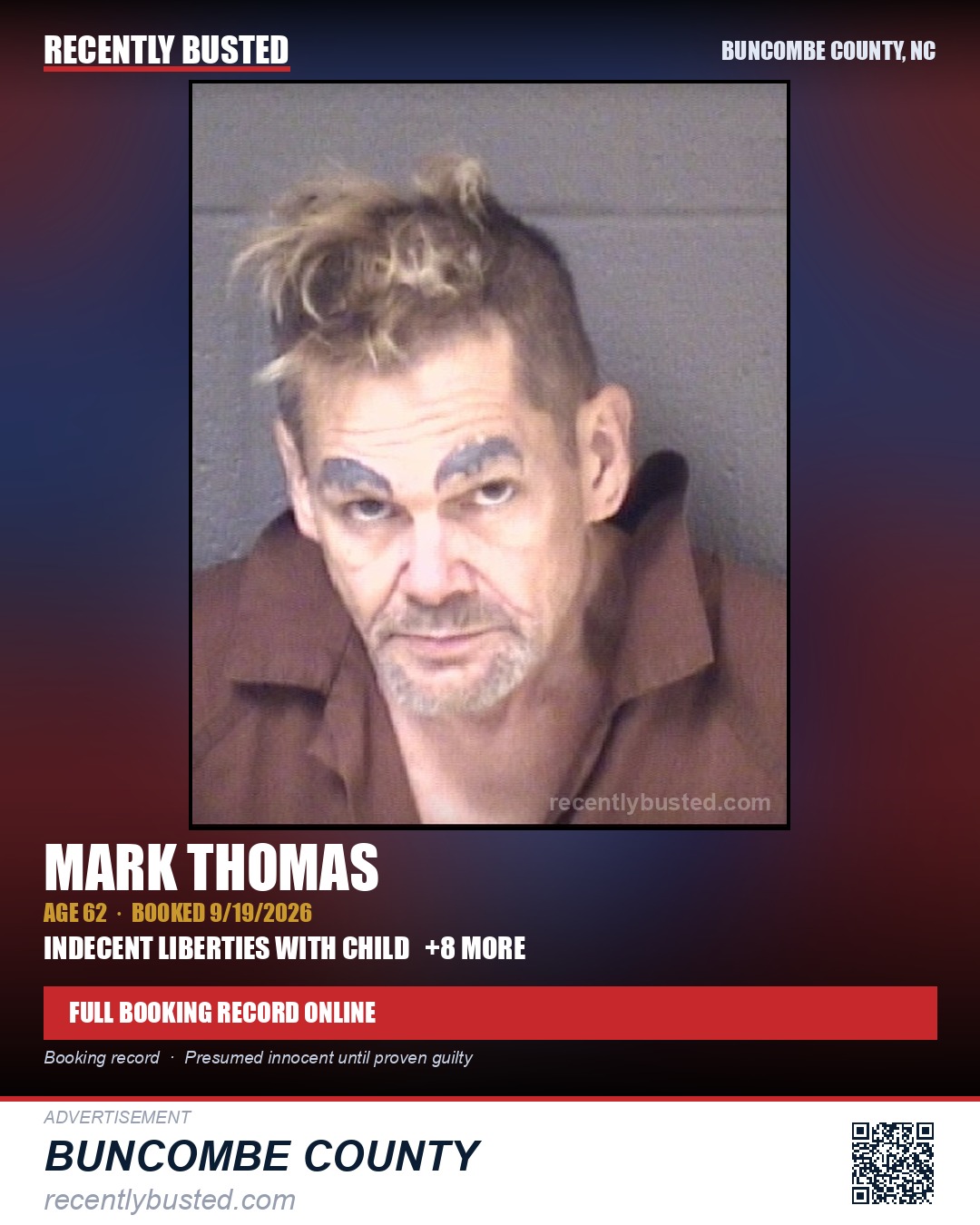 MARK THOMAS — arrest record card, Buncombe County, North Carolina