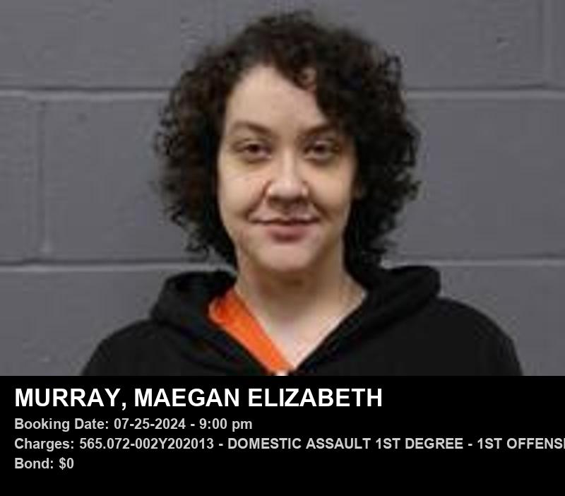 MAEGAN ELIZABETH MURRAY — arrest record card, Johnson County, Missouri