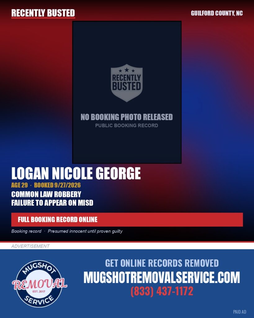 LOGAN NICOLE GEORGE — arrest record card, Guilford County, North Carolina