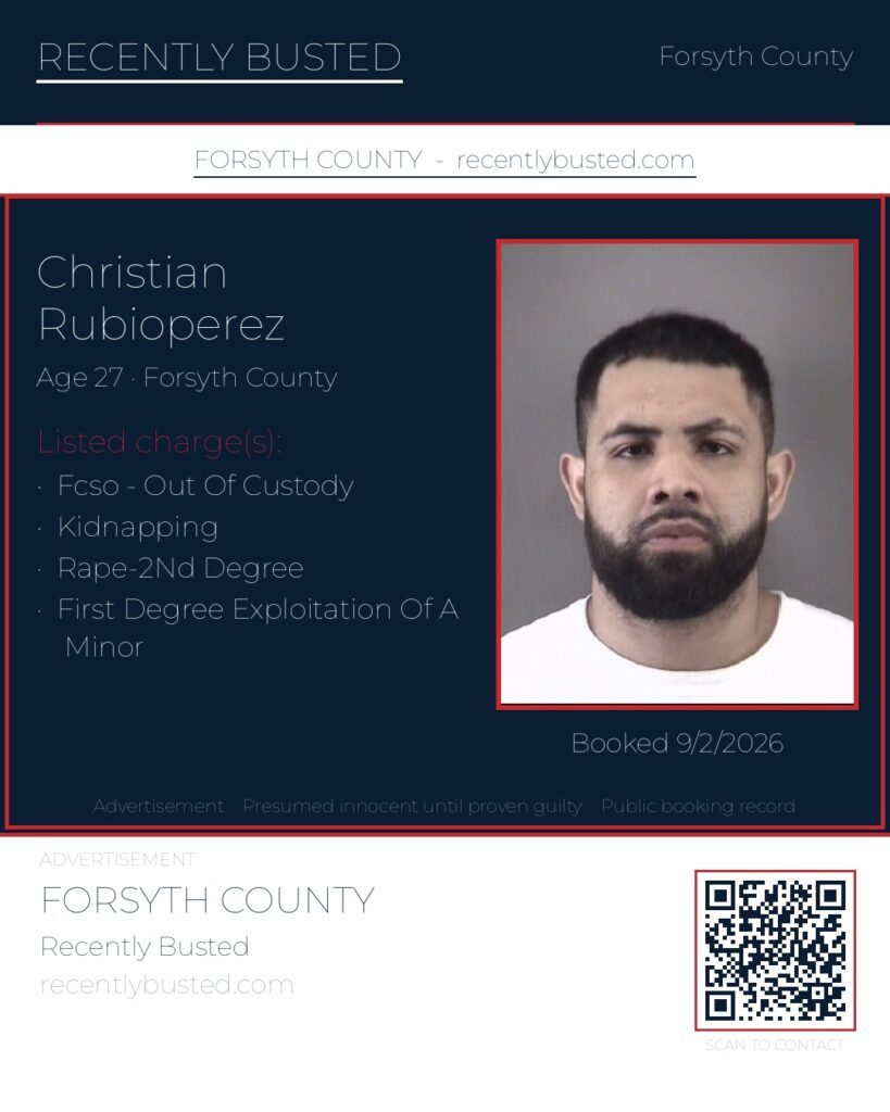 CHRISTIAN RUBIOPEREZ — arrest record card, Forsyth County, North Carolina