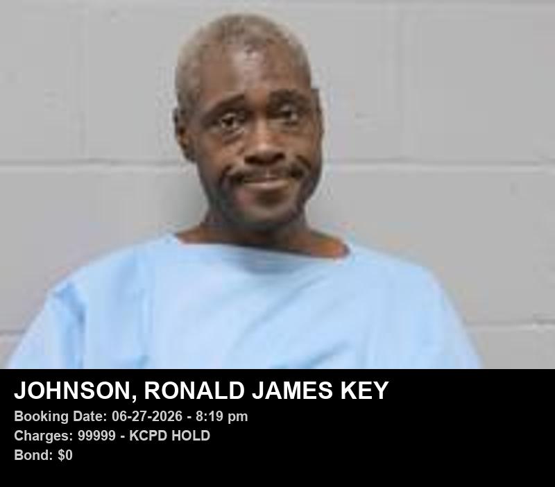 RONALD JAMES KEY JOHNSON — arrest record card, Johnson County, Missouri