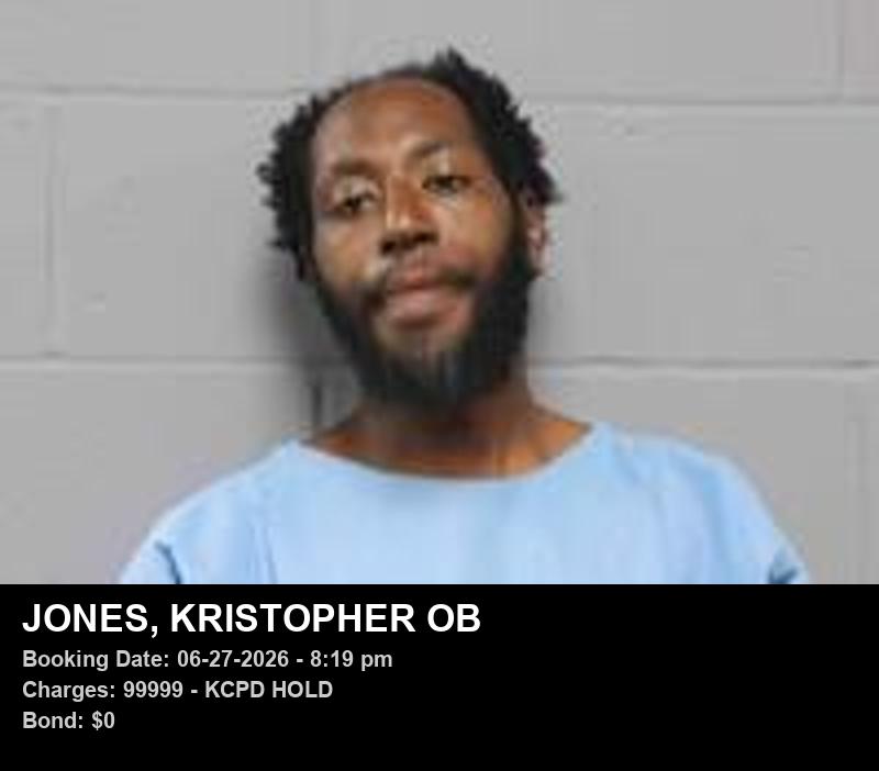 KRISTOPHER OB JONES — arrest record card, Johnson County, Missouri