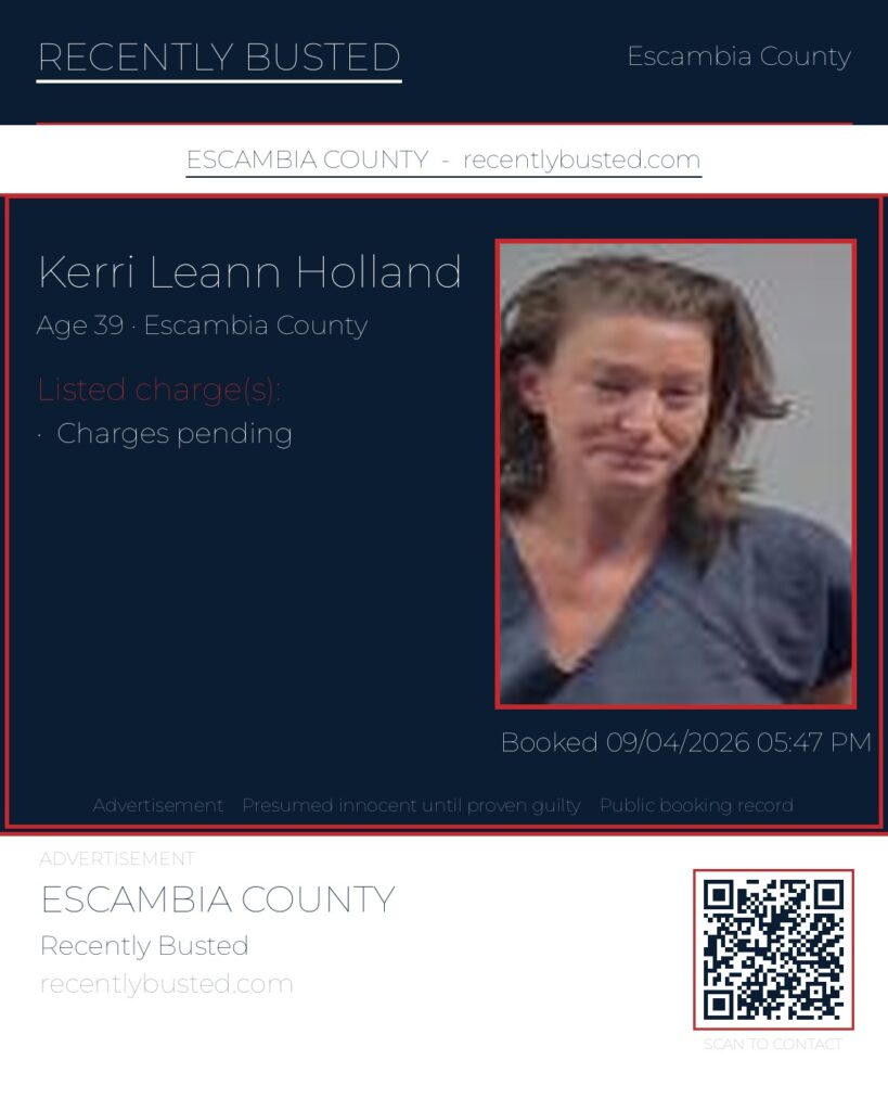 Kerri Leann Holland — arrest record card, Recently Busted