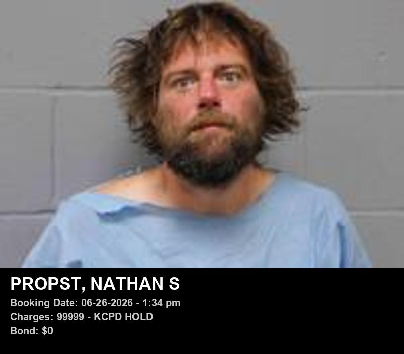 NATHAN S PROPST — arrest record card, Johnson County, Missouri