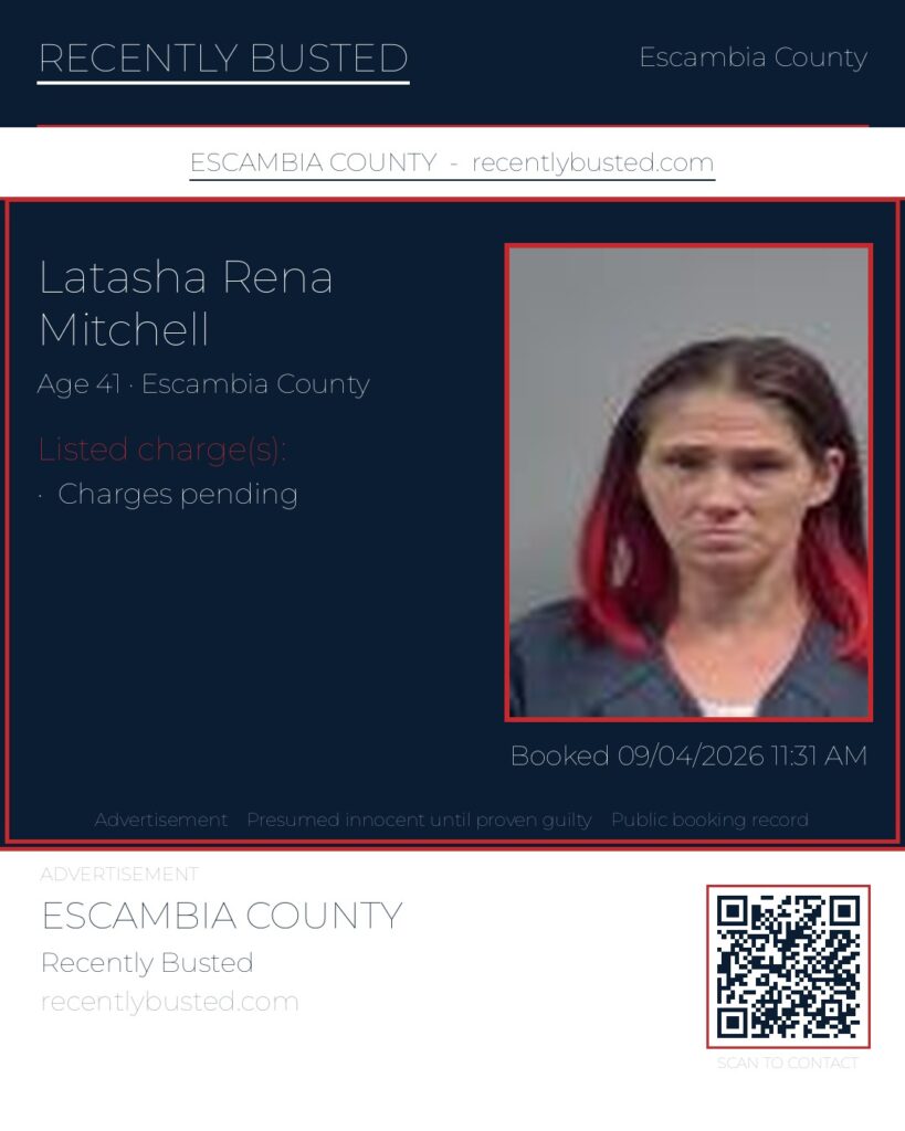 Latasha Rena Mitchell — arrest record card, Florida Crime