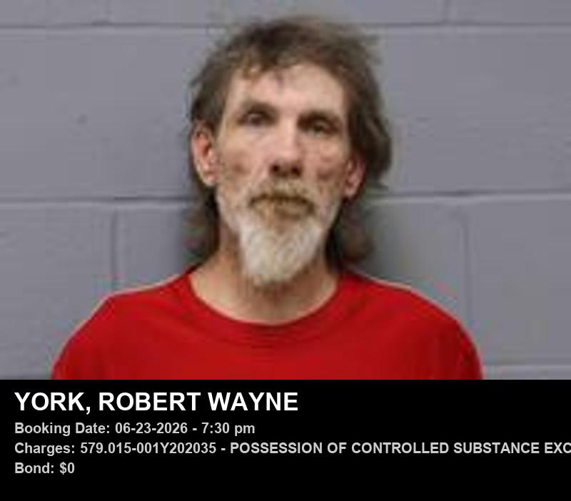 ROBERT WAYNE YORK — arrest record card, Johnson County, Missouri