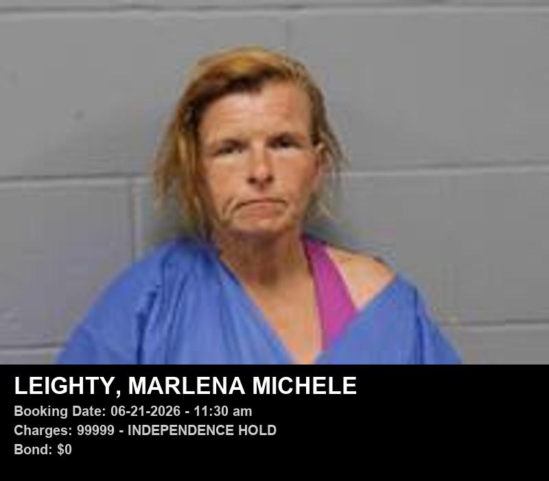 MARLENA MICHELE LEIGHTY — arrest record card, Johnson County, Missouri